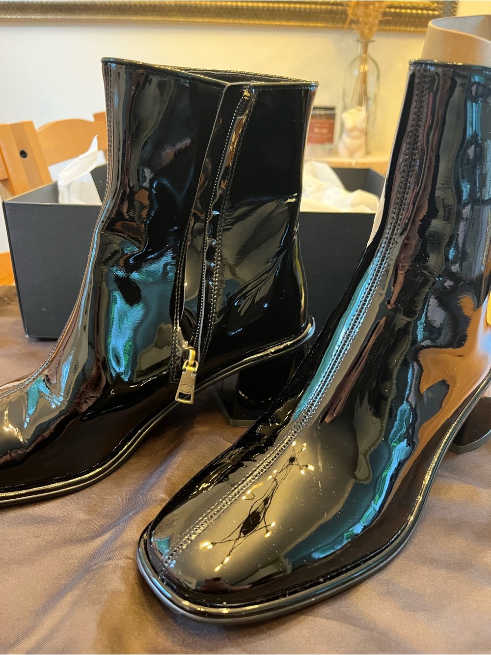 Coach Black Patent Leather Gigi booties